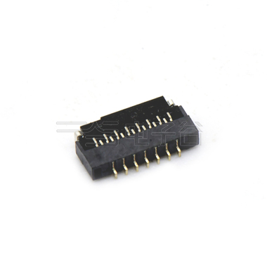 Pitch 0.30mm 90°H1.00mm 卧式下接前掀盖 SMT型 FPC 15pin 黑色 镀半金1u"，其它区域镀镍